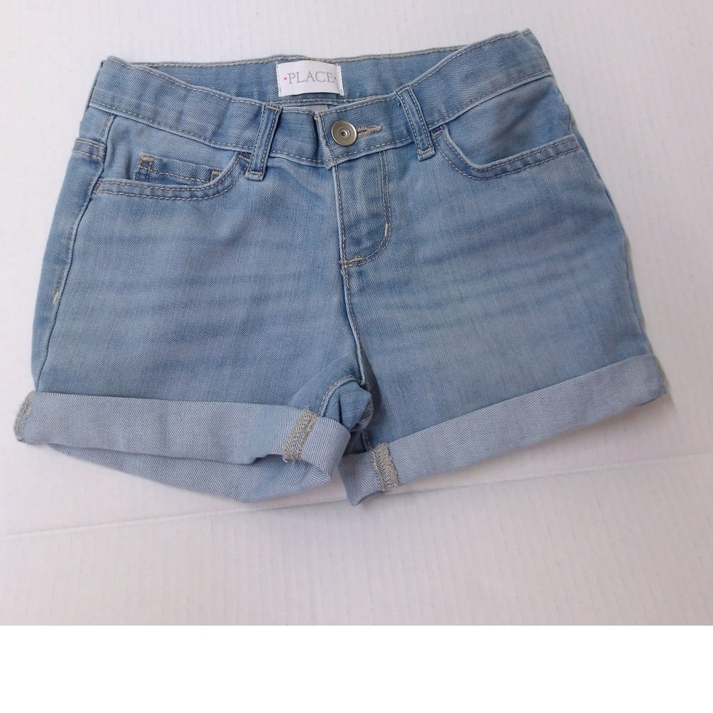 The Childrens Place Girls Light Wash Denim Jean Shorts Size 6X/ 7 Summer #29300